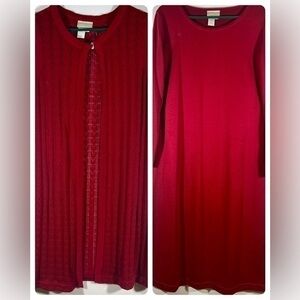 COLDWATER CREEK OUTFIT RED SWEATER AND DRESSS COMBINATION SIZE MEDIUM